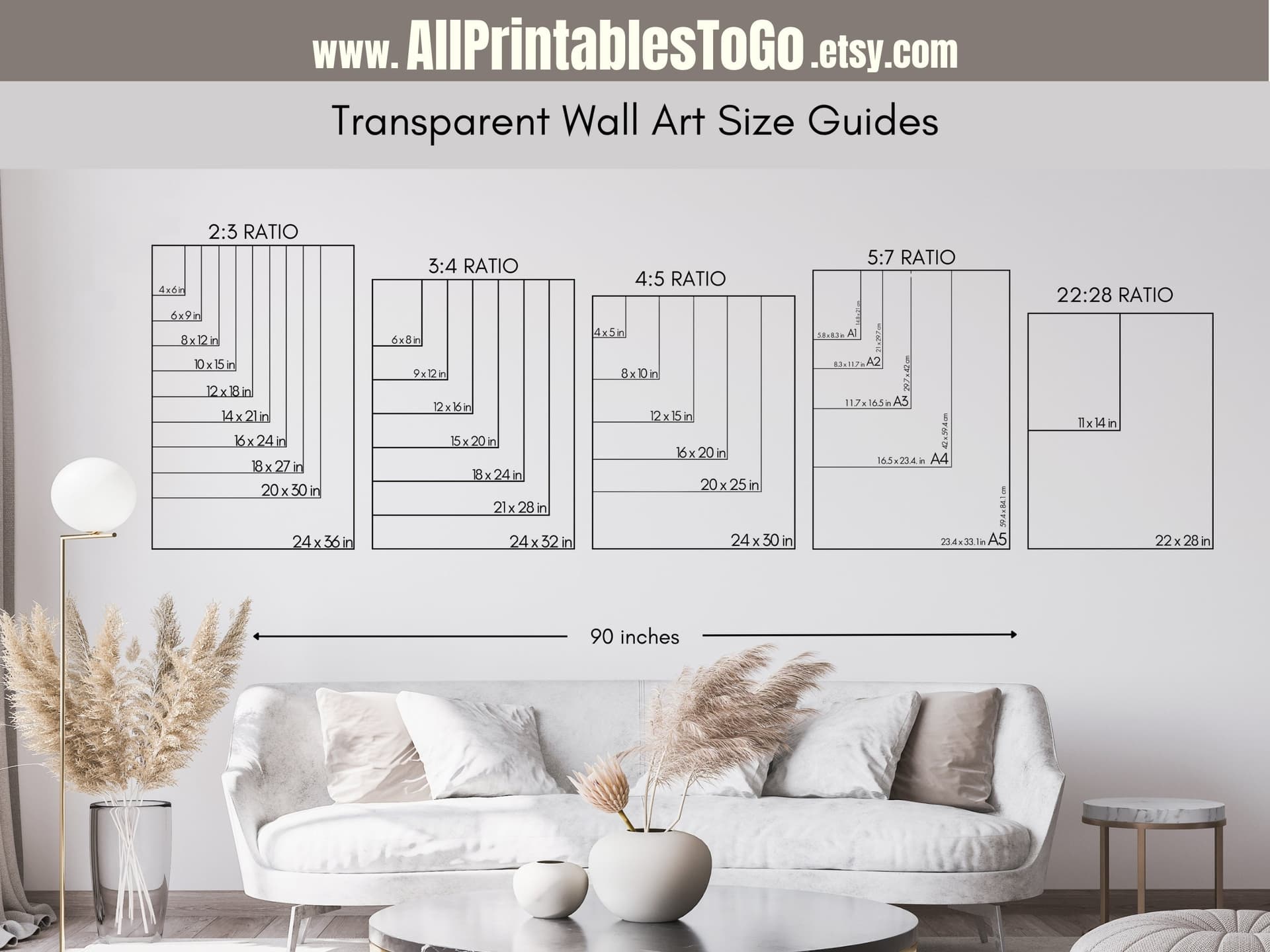 Etsy wall art listing photos product photography scale