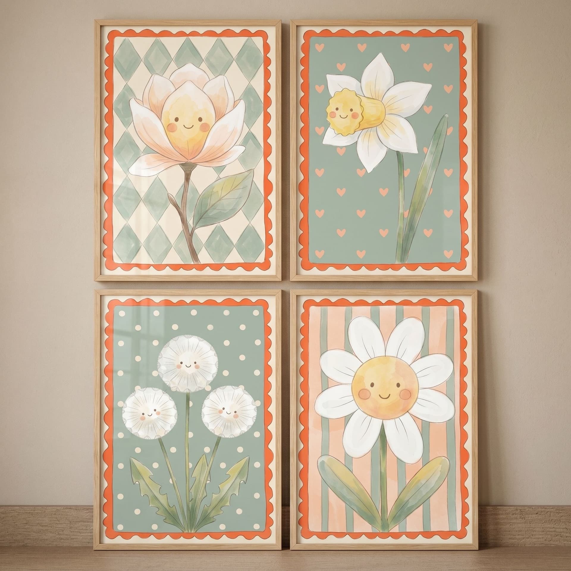 styled nursery room wall art framed print soft pastel tones