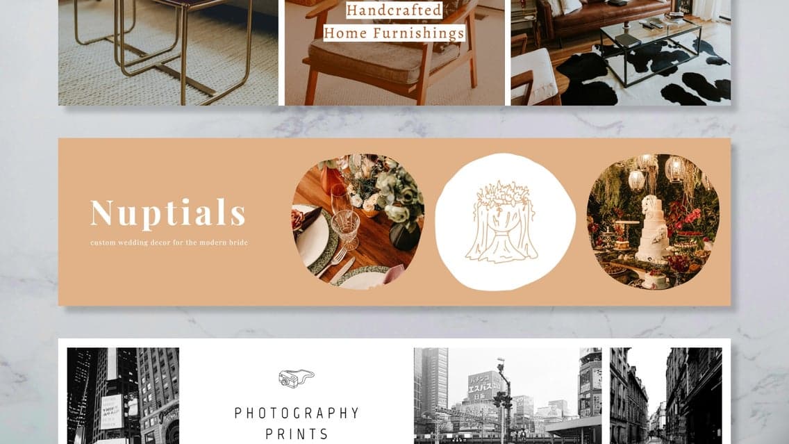cohesive Etsy shop front with matching wall art listing thumbnails