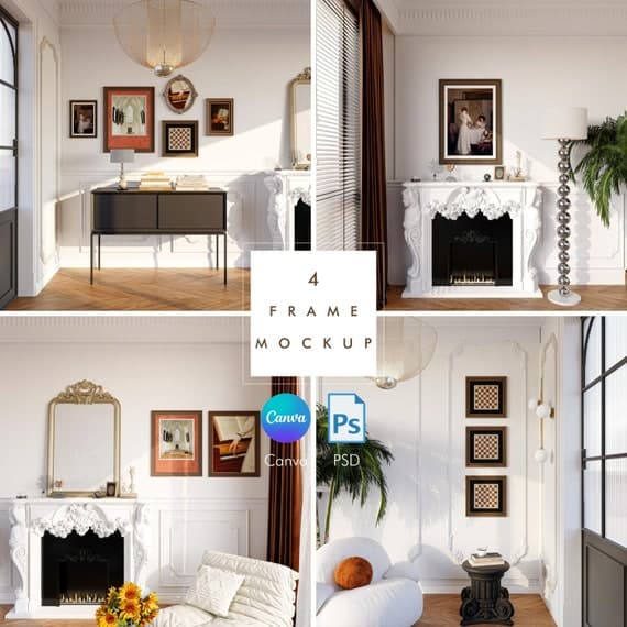 digital print wall art mockup living room styled interior