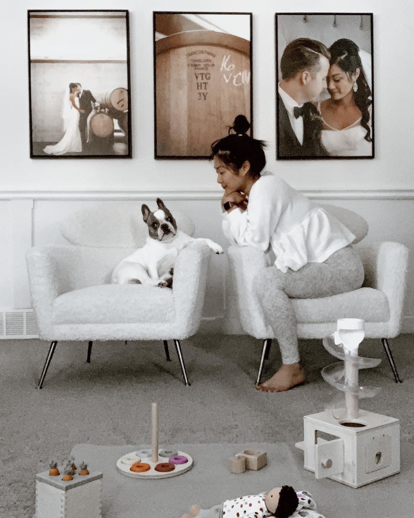 three matching white frames gallery wall horizontal arrangement