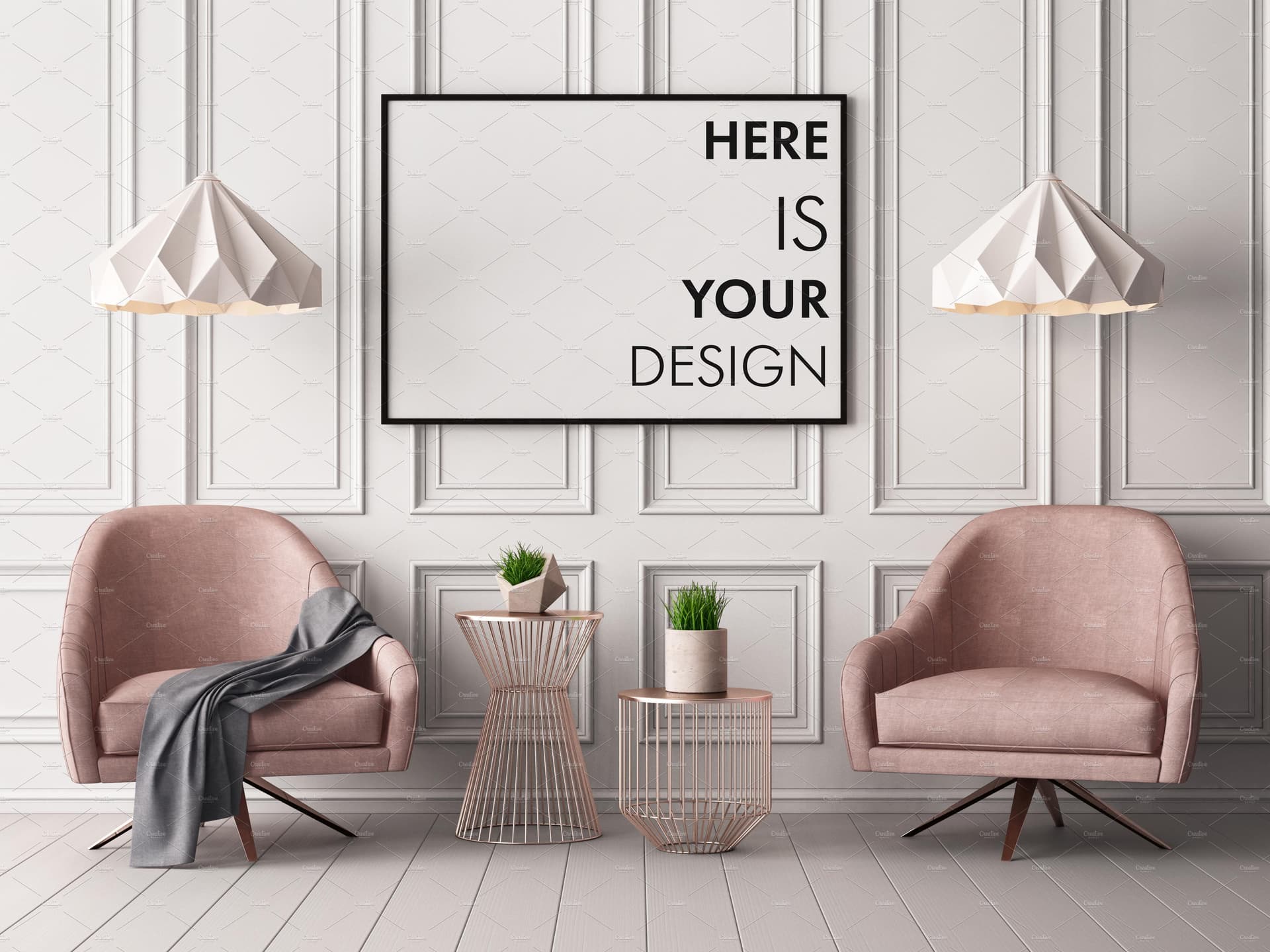 Pinterest pin vertical mockup wall art styled living room