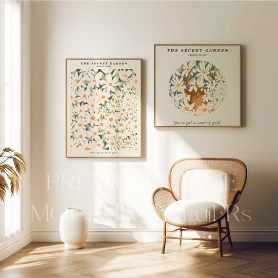 digital art print framed mockup living room wall