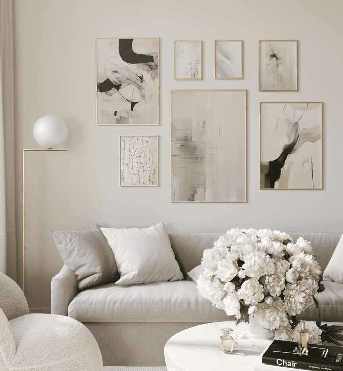 gallery wall art living room sofa styled interior