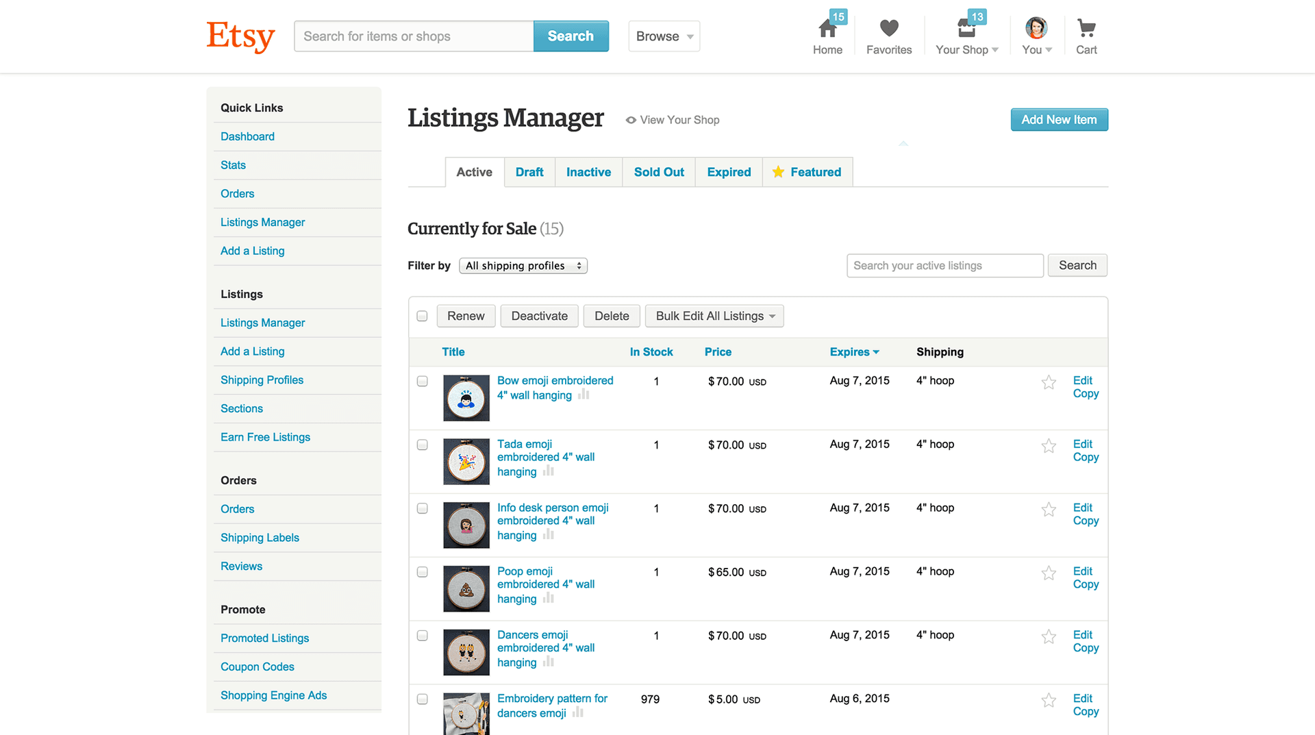 Etsy shop listings manager new listing upload