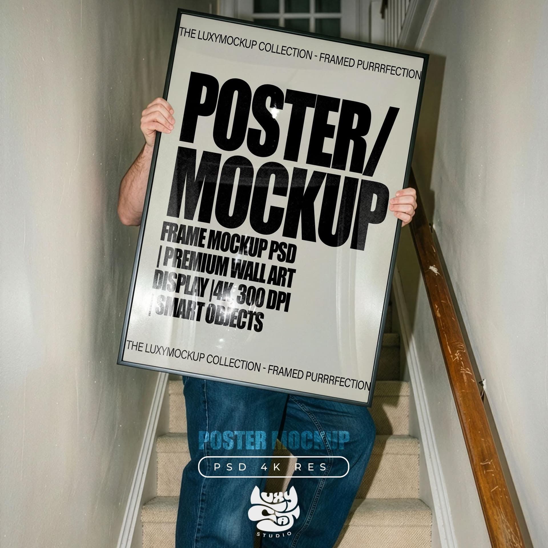 wall art print mockup with text overlay promotional banner
