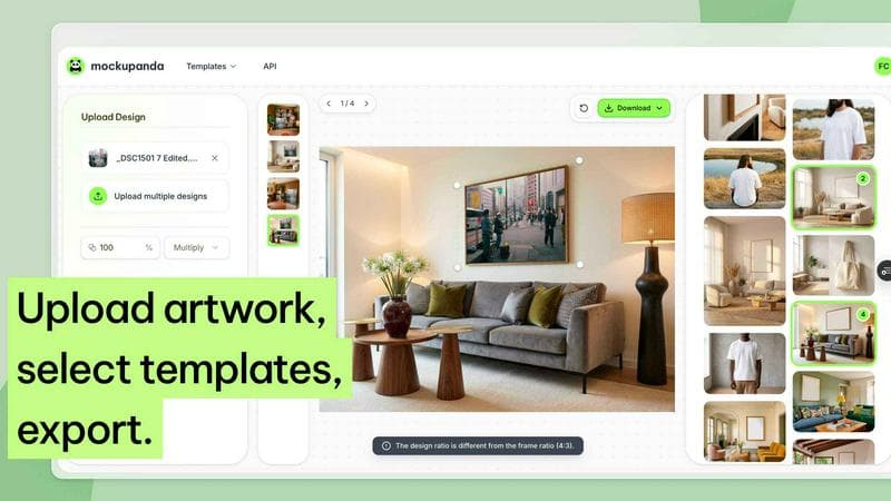 Mockupanda bulk mockup generator interface
