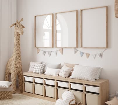 children's room wall art mockup nursery styled