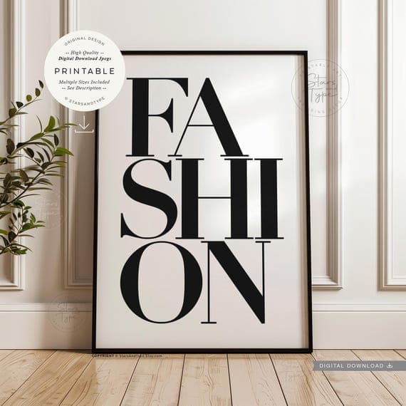 Etsy search results page listings typography art prints