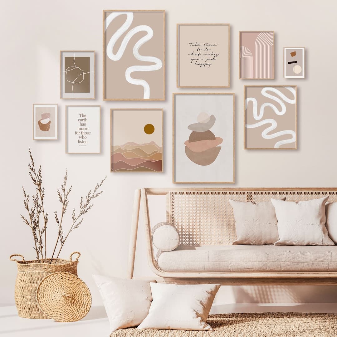 Etsy shop listings grid wall art prints organized aesthetic