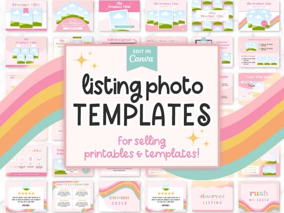 Etsy listing mockup with digital download text overlay badge