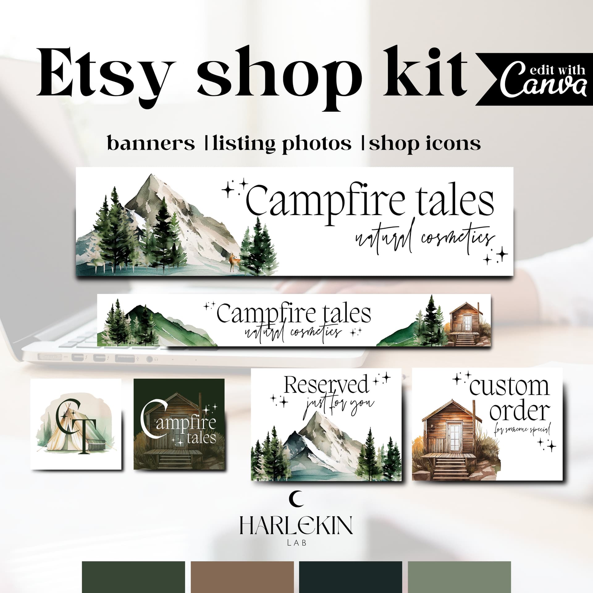 Etsy seller shop page with seasonal wall art banner and featured listings