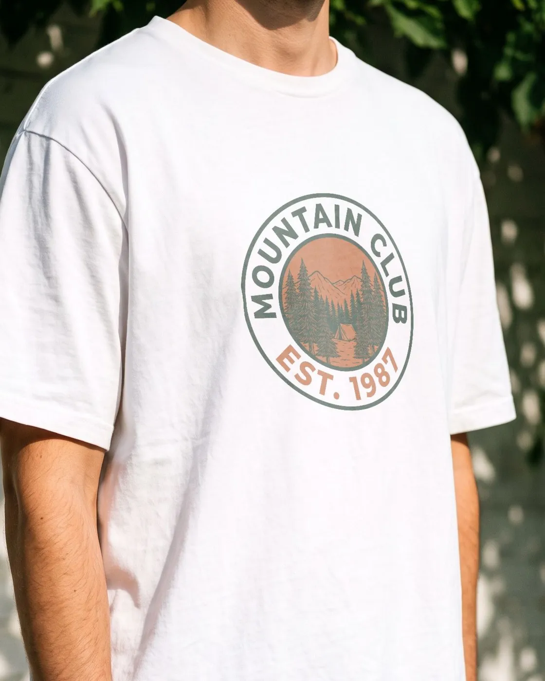 Mountain Club print on a original t-shirt