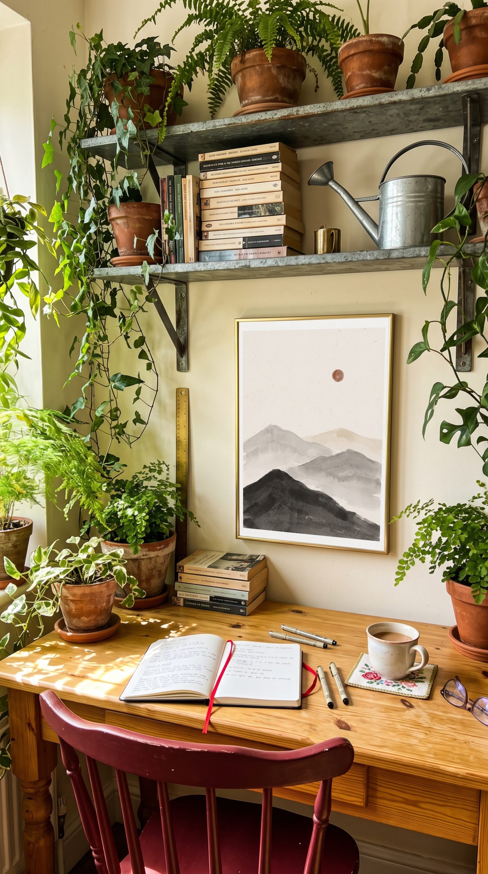 Home Office Frame Mockup, portrait frame, with a sample print in the frame