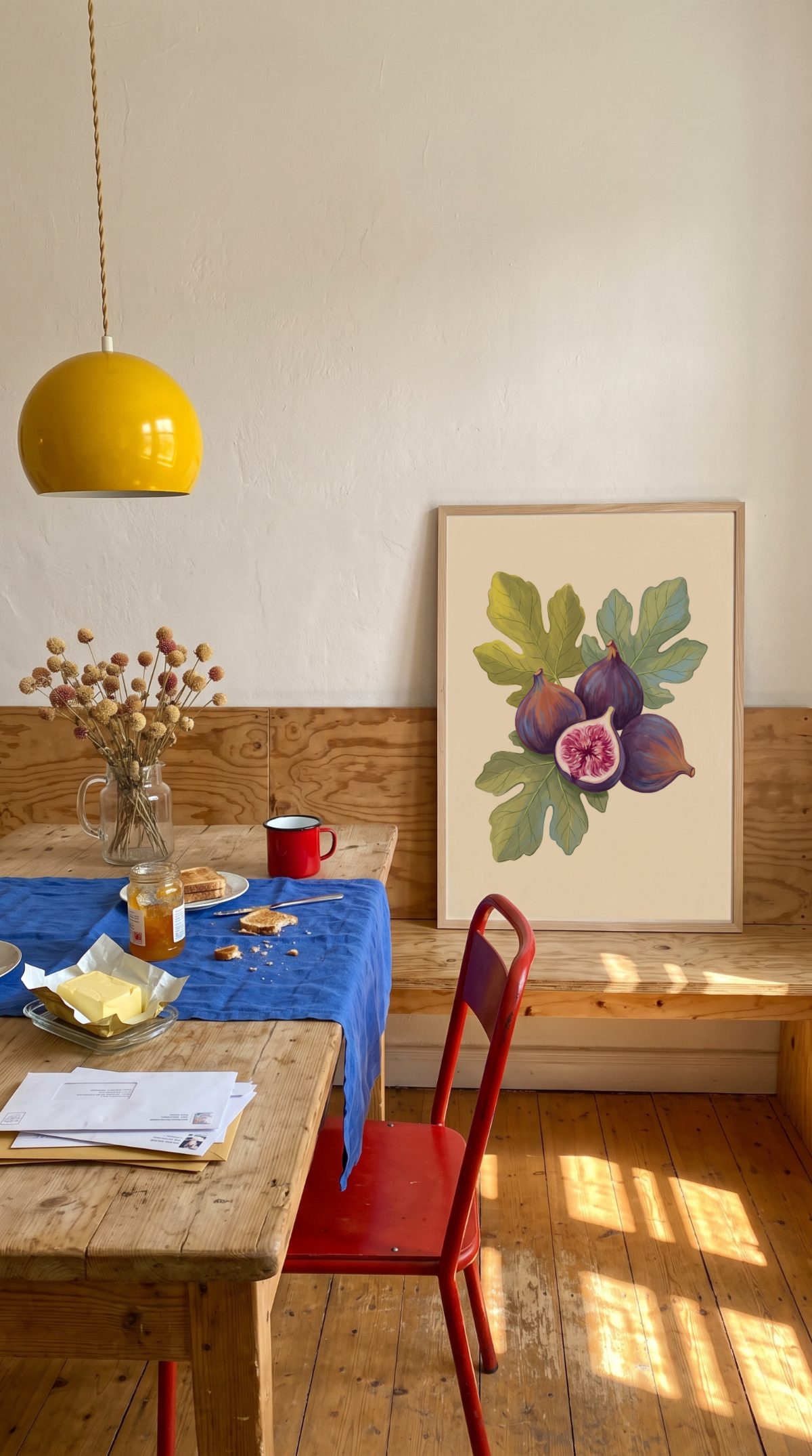 Dining Nook Frame Mockup, on the bench, with a sample print